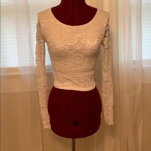 white long sleeve lace shirt